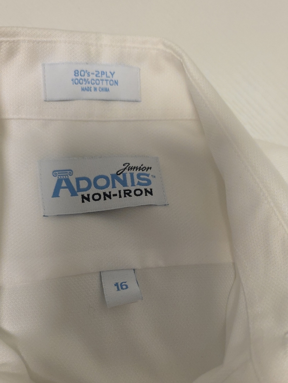 Adonis Boys Size 16 Short Sleeve White Dress Shirt - Classic Button-Up